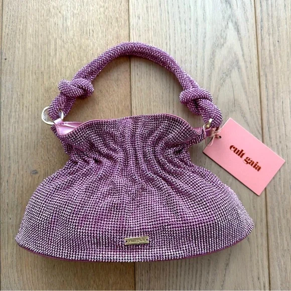 π Cult Gaia Slouchy Pink Mini Crystal Embellished Shoulder Bag - Picture 1 of 17